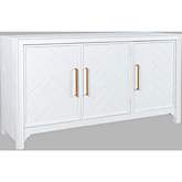 Gramercy 60" 3 Door Chevron Accent Cabinet in Brushed Blanc White